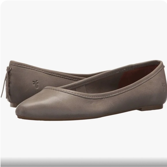 Frye Shoes - NEW Frye Regina Taupe Gray Pointed Toe Ballet Leather Flats‎